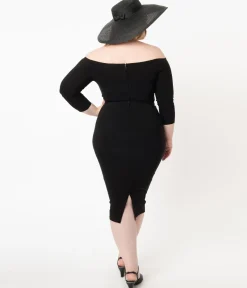 Unique Vintage Plus Size Black Shailene Pencil Dress