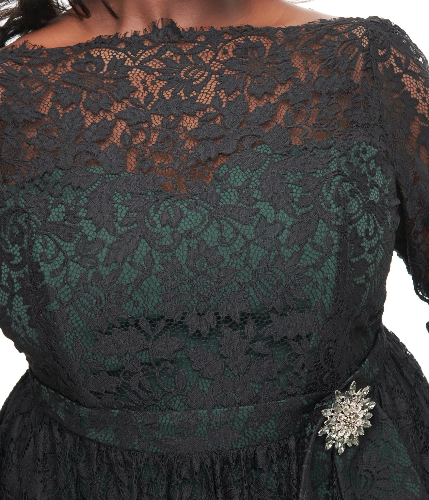 Unique Vintage Plus Size 1940s Black Lace Swing Dress
