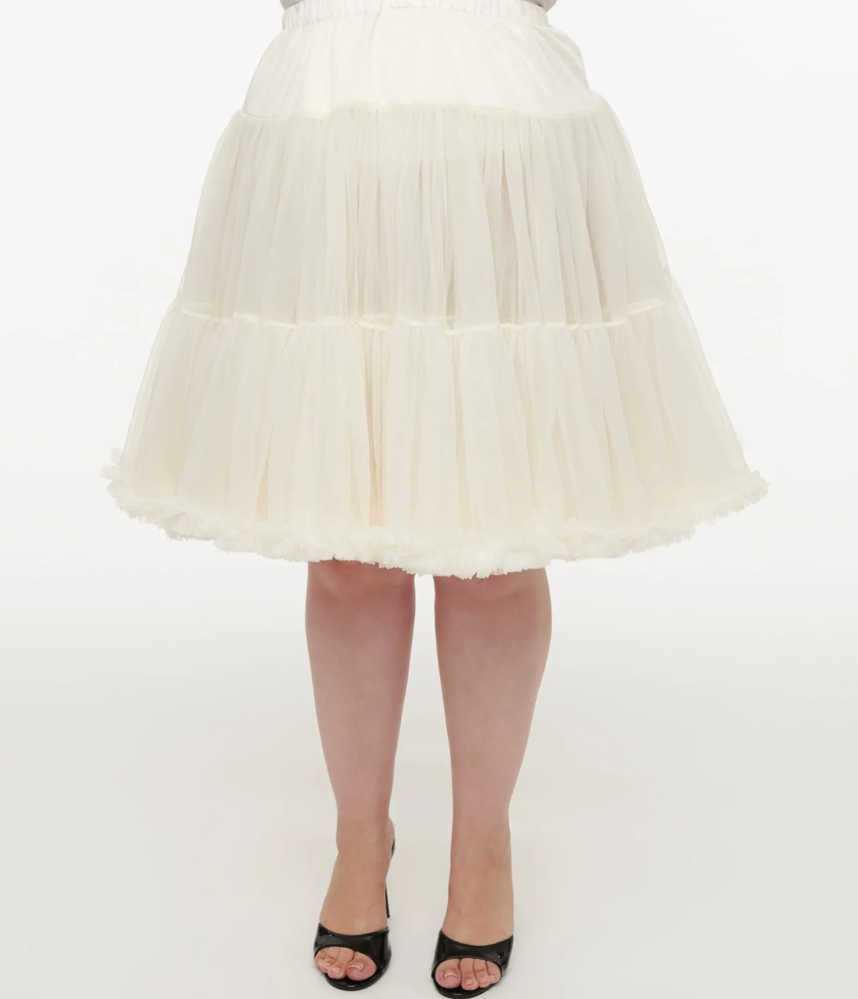 Unique Vintage Plus Size 1950s Ivory Retro Style Ruffled Petticoat Crinoline