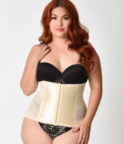 Unique Vintage Plus Size 1950s Beige Stretch Waist Cincher