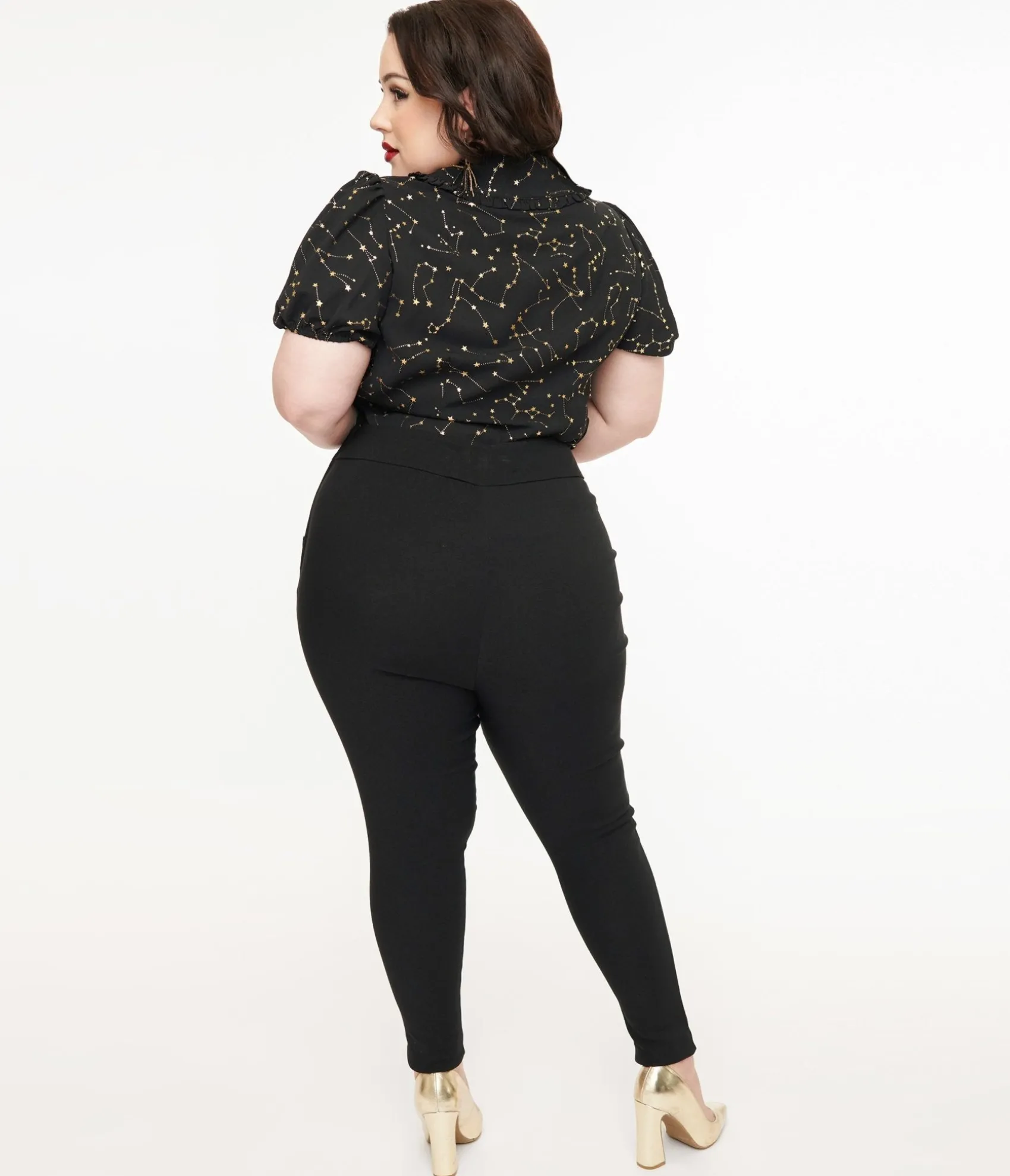 Unique Vintage Plus Size 1950s Black High Waisted Cigarette Pants