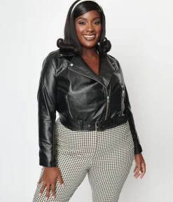 Unique Vintage Plus Size Black Leather Jacket