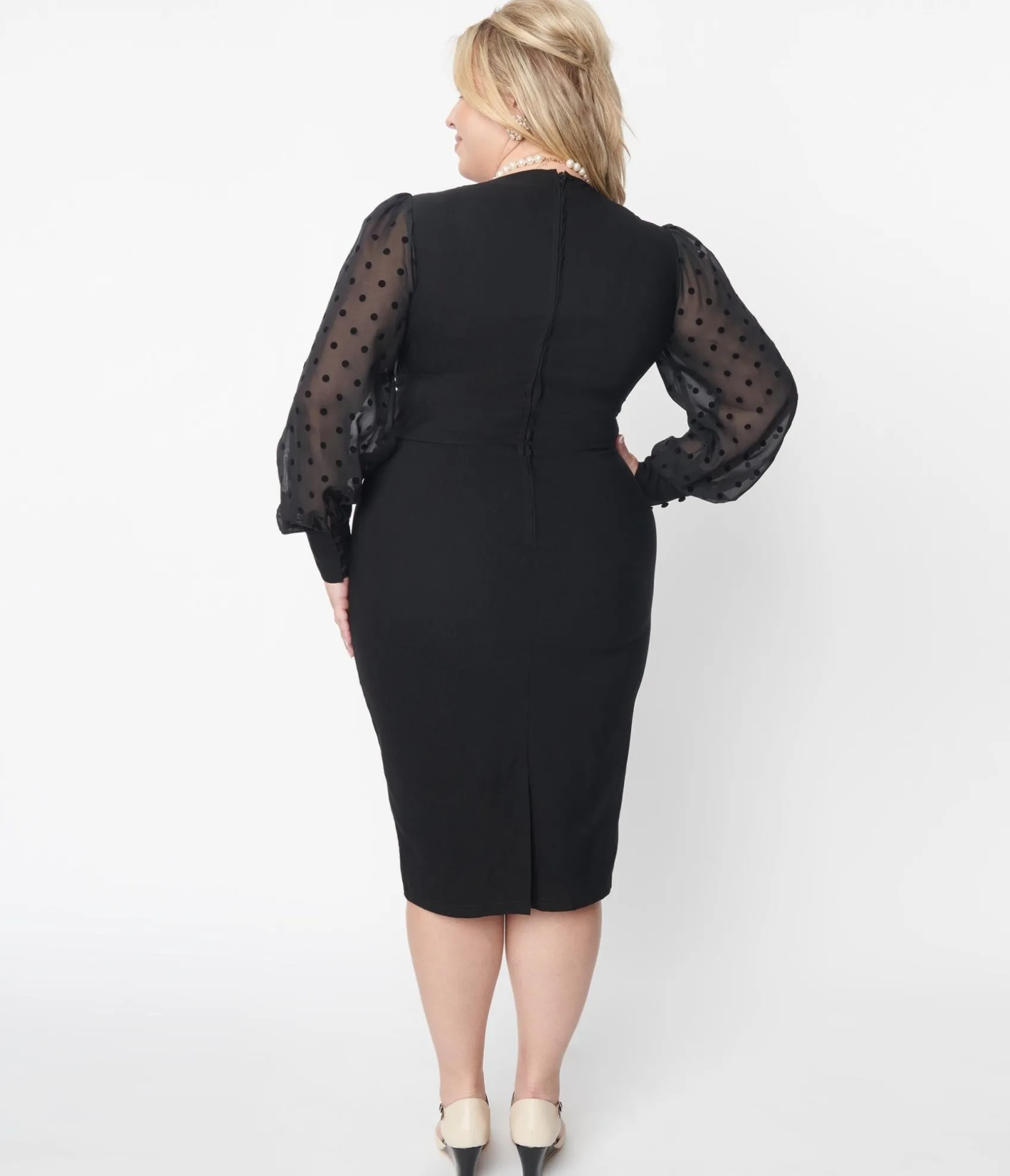 Unique Vintage Plus Size 1950s Black Delores Pencil Dress