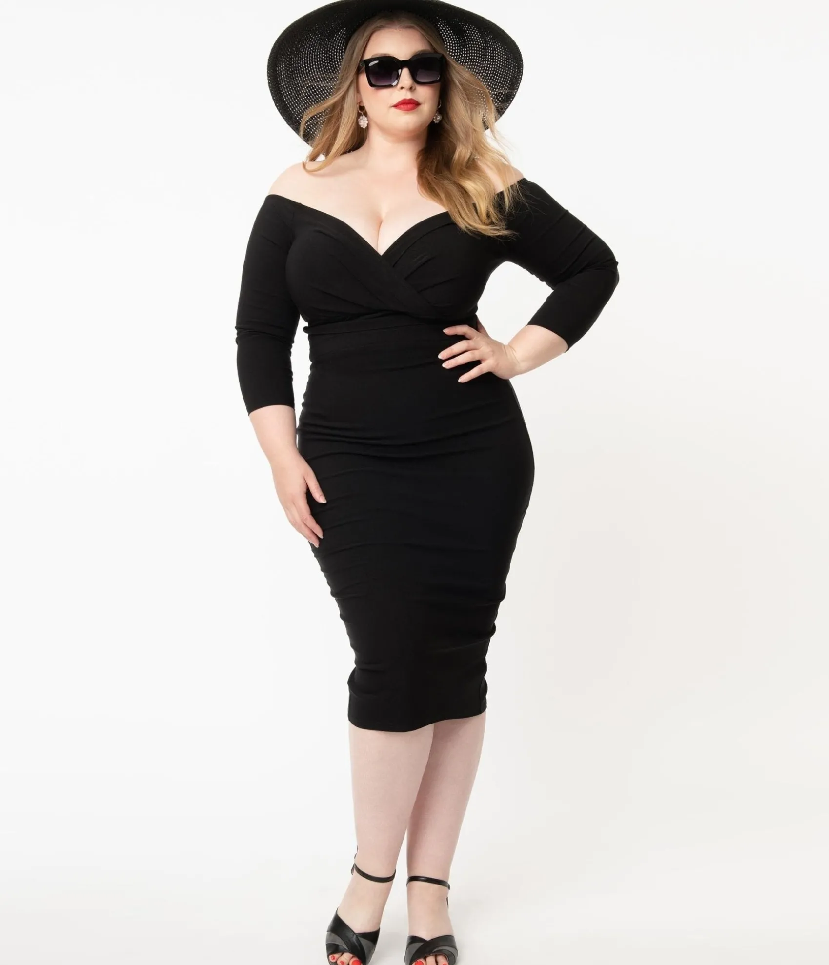 Unique Vintage Plus Size Black Shailene Pencil Dress
