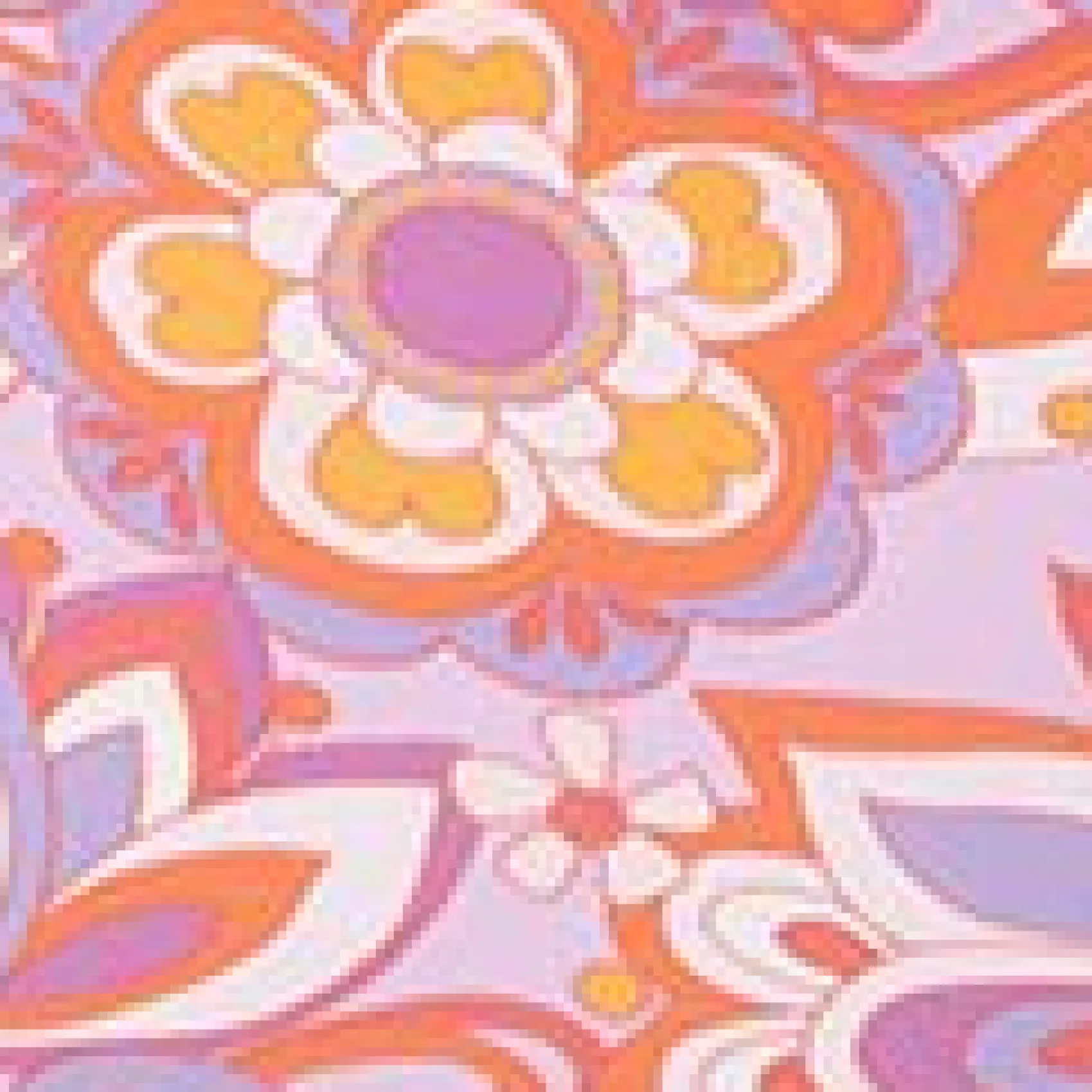 Unique Vintage Plus Size Purple & Orange Bohemian Floral Print Halter Swim Top