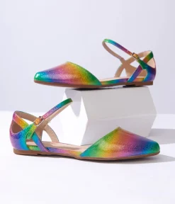 Unique Vintage Rainbow Glitter Libby Flats