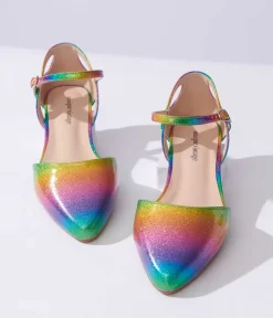 Unique Vintage Rainbow Glitter Libby Flats