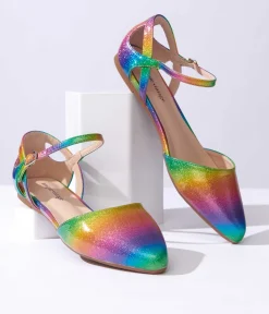Unique Vintage Rainbow Glitter Libby Flats