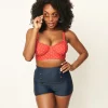 Unique Vintage Red & White Pin Dot Marlene Crop Swim Top