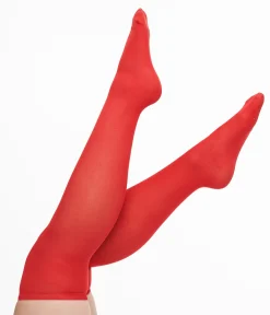 Unique Vintage Red Over the Knee Tights