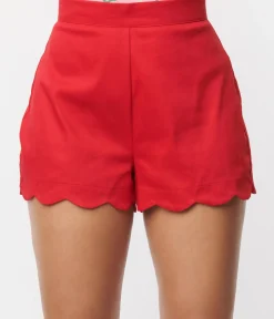Unique Vintage Red Scallop Shorts
