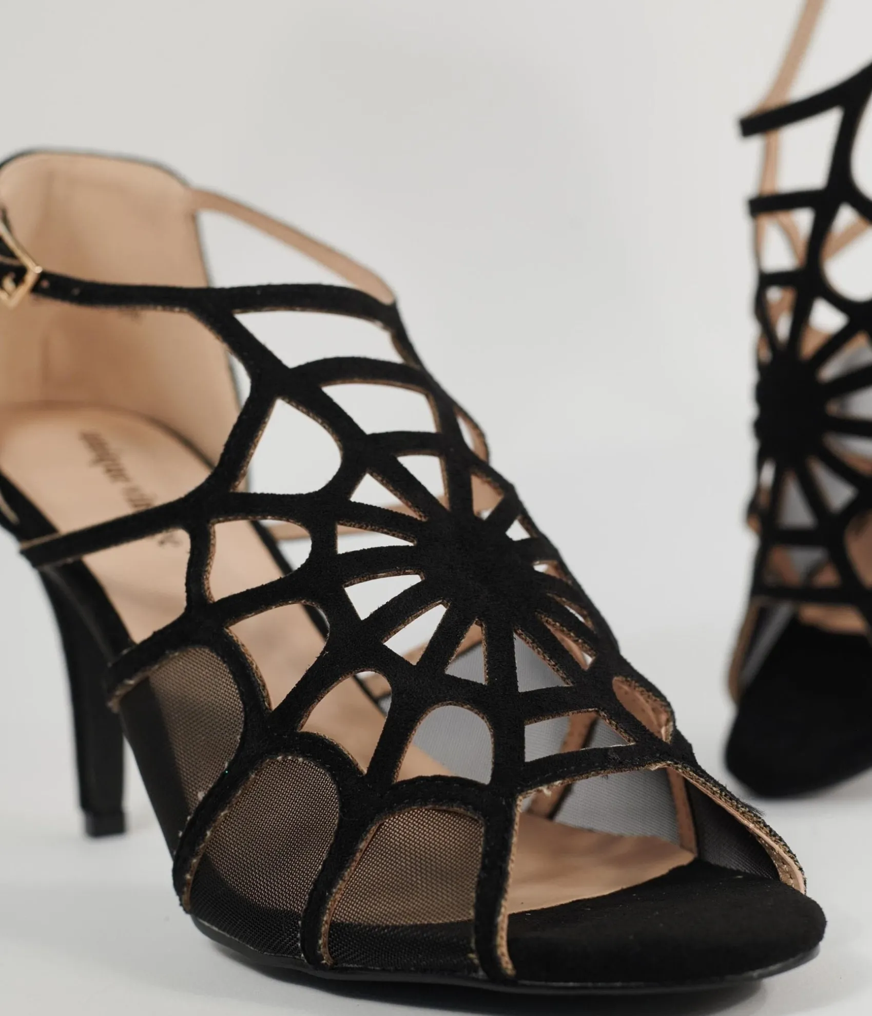 Unique Vintage 1940s Black Spider Web Heels