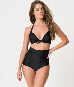 Unique Vintage 1950s All Black Monroe Bikini Top