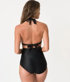 Unique Vintage 1950s All Black Monroe Bikini Top