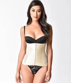 Unique Vintage 1950s Beige Stretch Waist Cincher