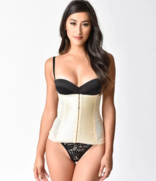 Unique Vintage 1950s Beige Stretch Waist Cincher