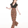 Unique Vintage 1930s Black & Rust Plaid Thelma Suspender Pants