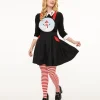 Unique Vintage 1950s Black & Red Snowman Snow Globe Pinafore