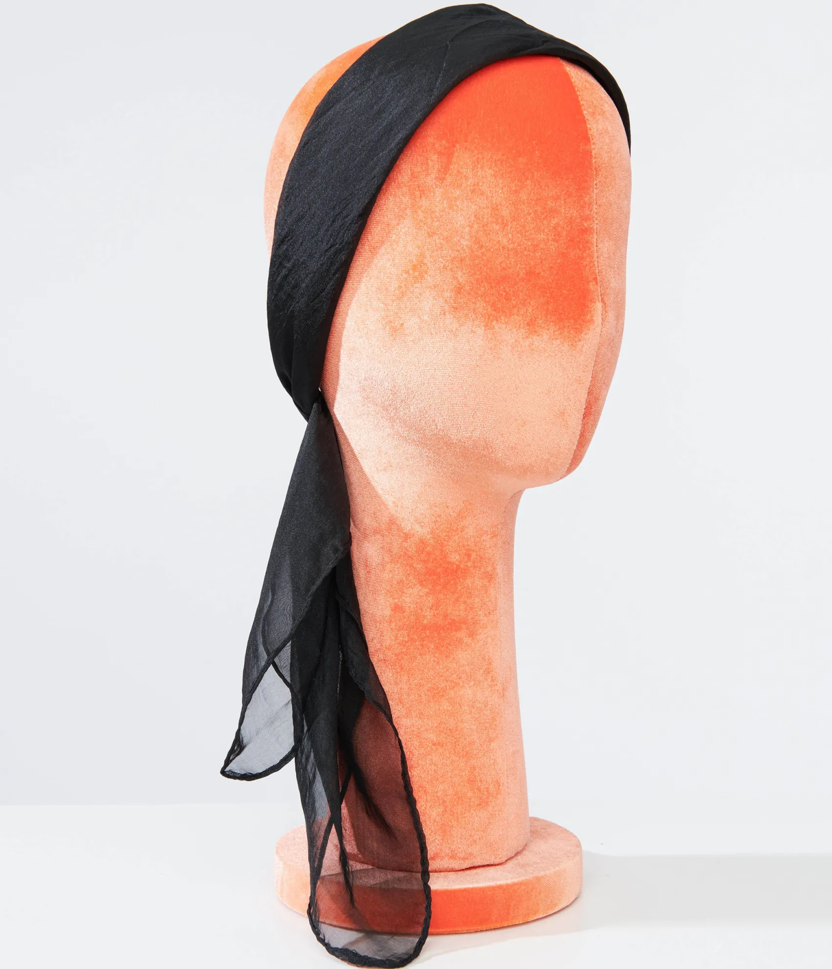 Unique Vintage 1950s Black Chiffon Hair Scarf