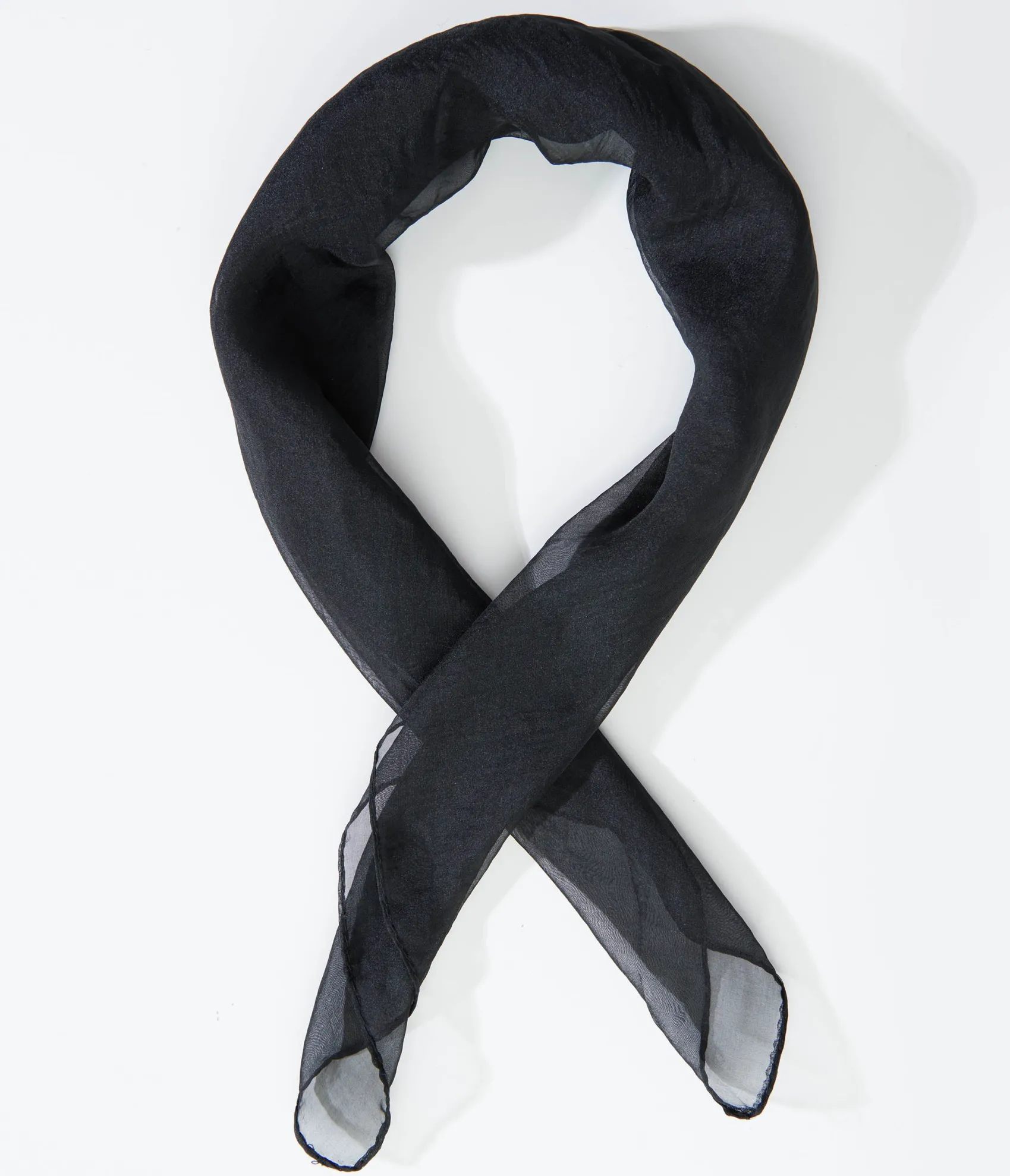 Unique Vintage 1950s Black Chiffon Hair Scarf