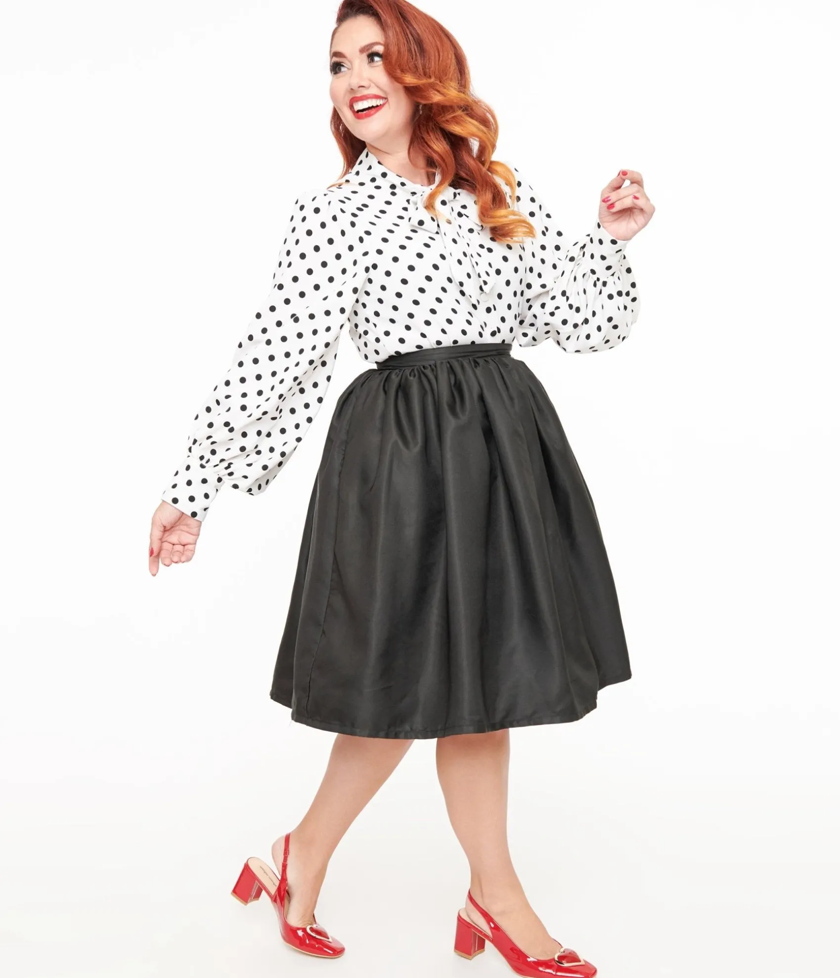 Unique Vintage 1950s Black Cotton Gellar Swing Skirt