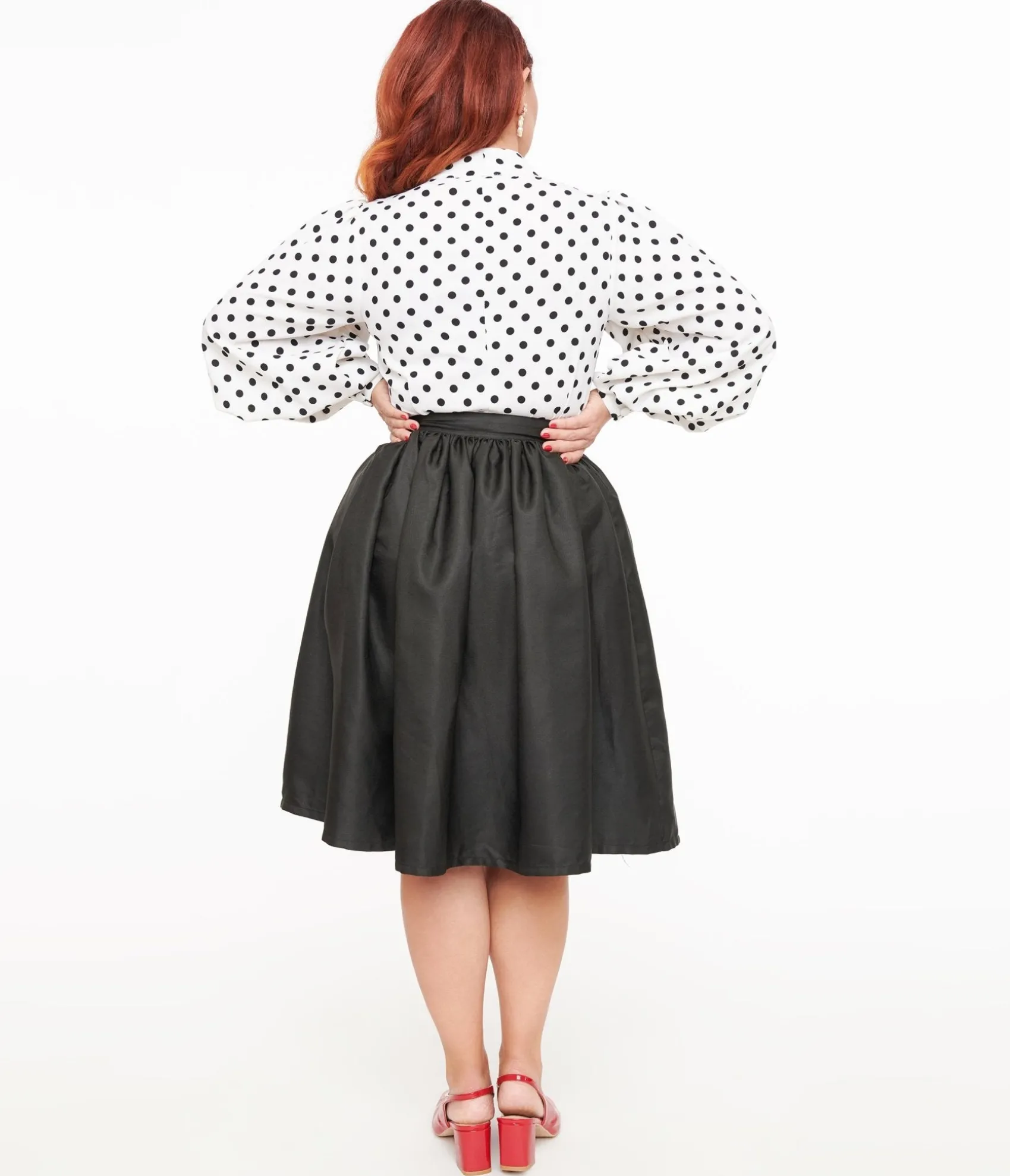 Unique Vintage 1950s Black Cotton Gellar Swing Skirt