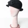 Unique Vintage 1920s Black Floral Cloche Hat