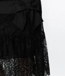 Unique Vintage 1920s Black Lace & Bow Flapper Dress