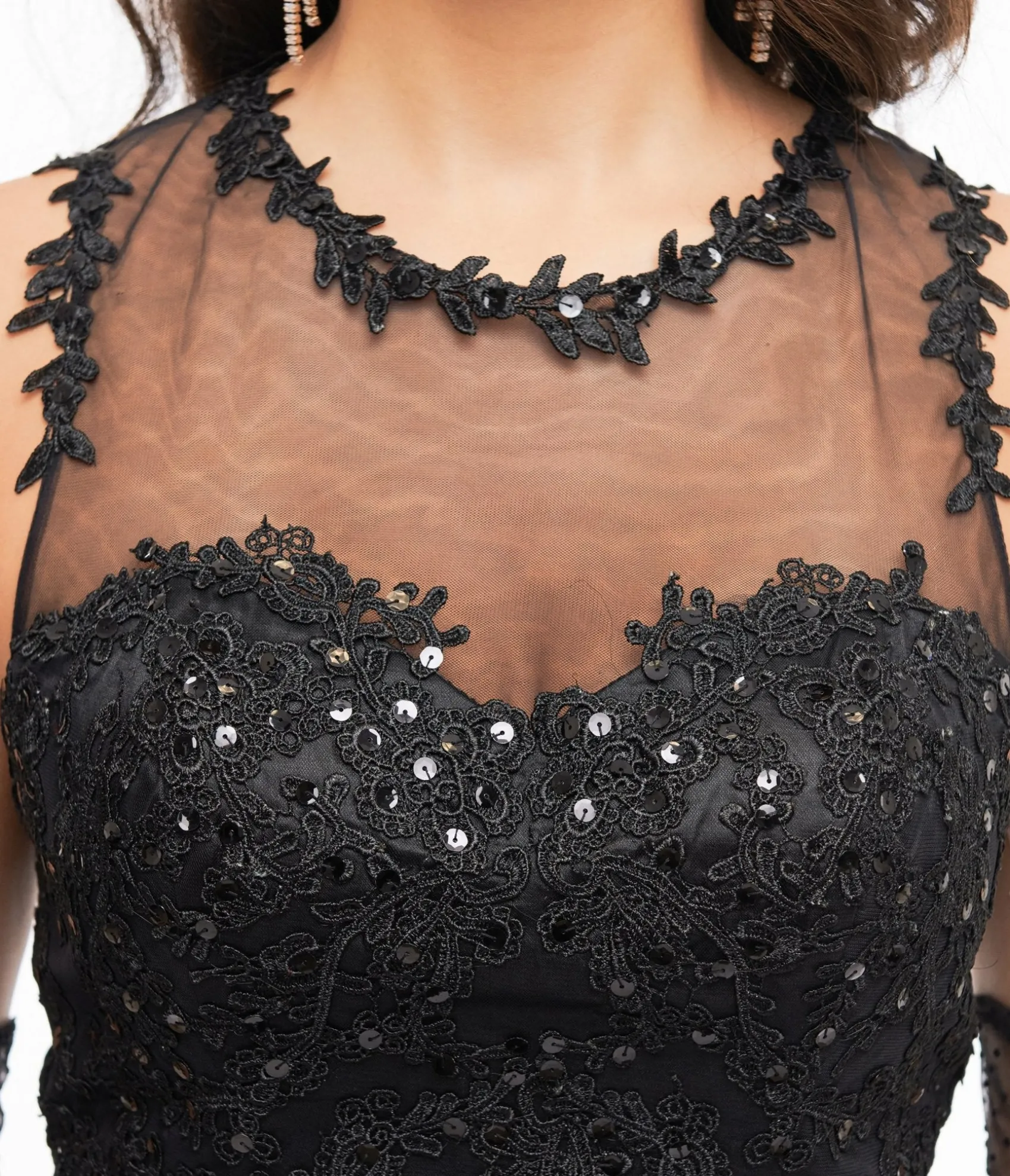 Unique Vintage 1950s Black Lace & Tulle Riviera Dress