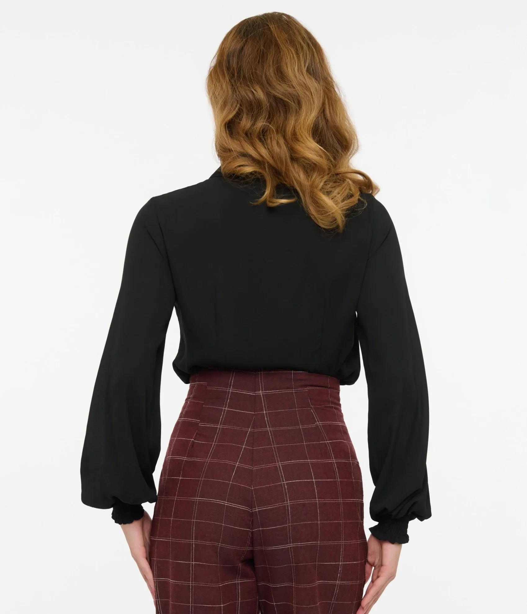 Unique Vintage 1940s Black Neck Tie Blouse