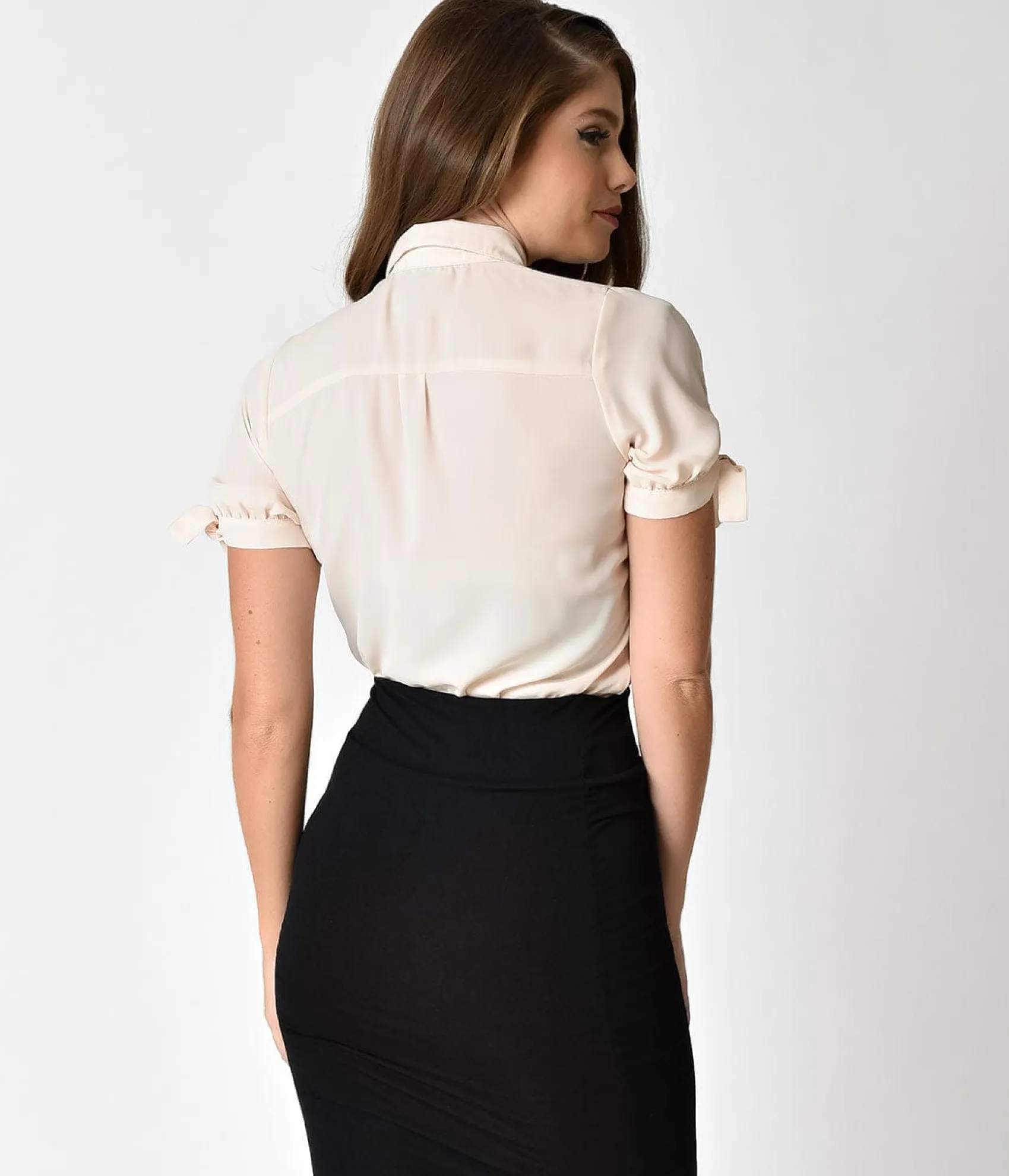 Unique Vintage 1940s Cream Short Sleeve Colvin Blouse