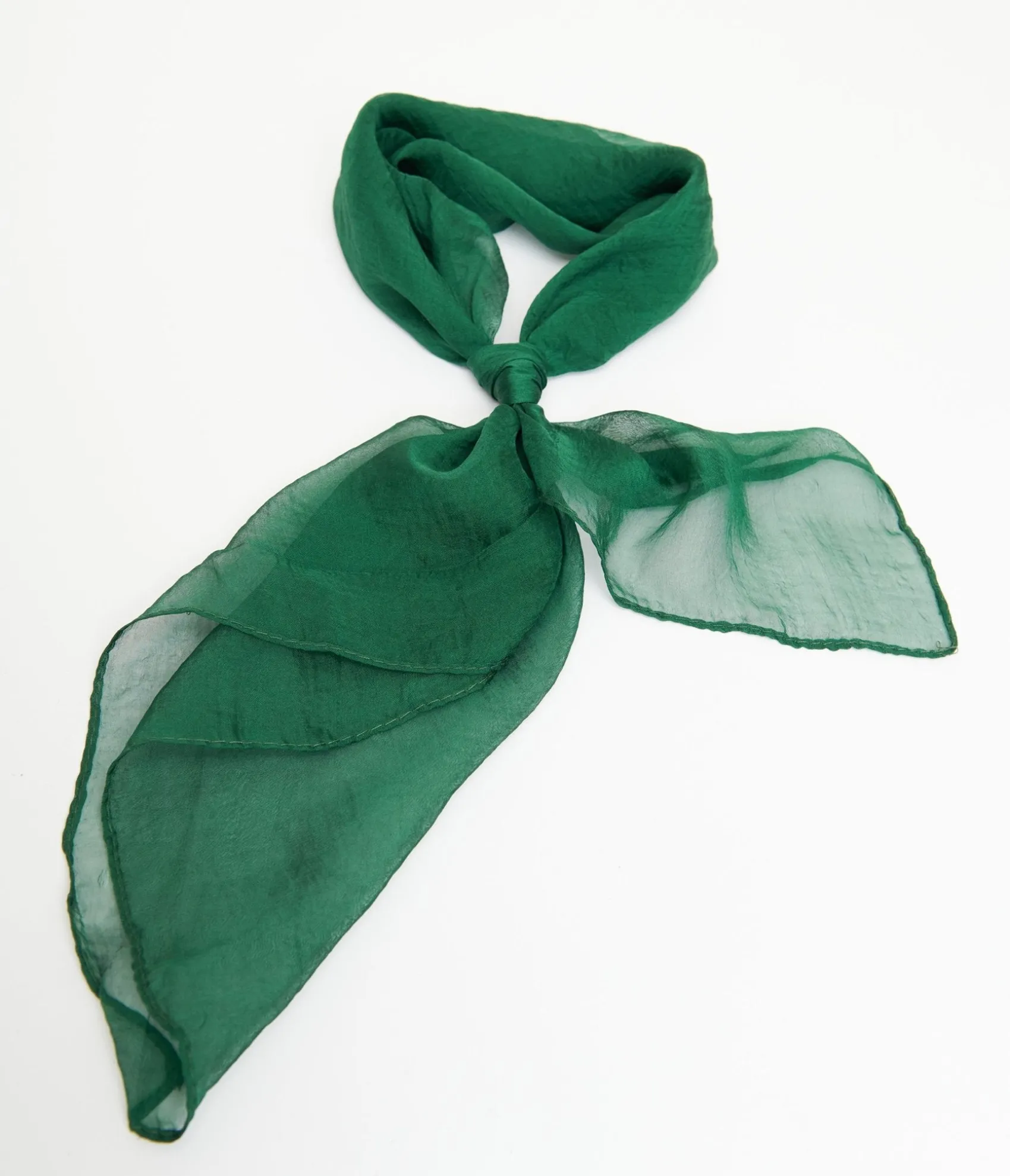 Unique Vintage 1950s Dark Green Chiffon Hair Scarf