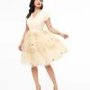 Unique Vintage 1950s Gold Glitter Celestial Tulle Sweetie Pie Flare Skirt