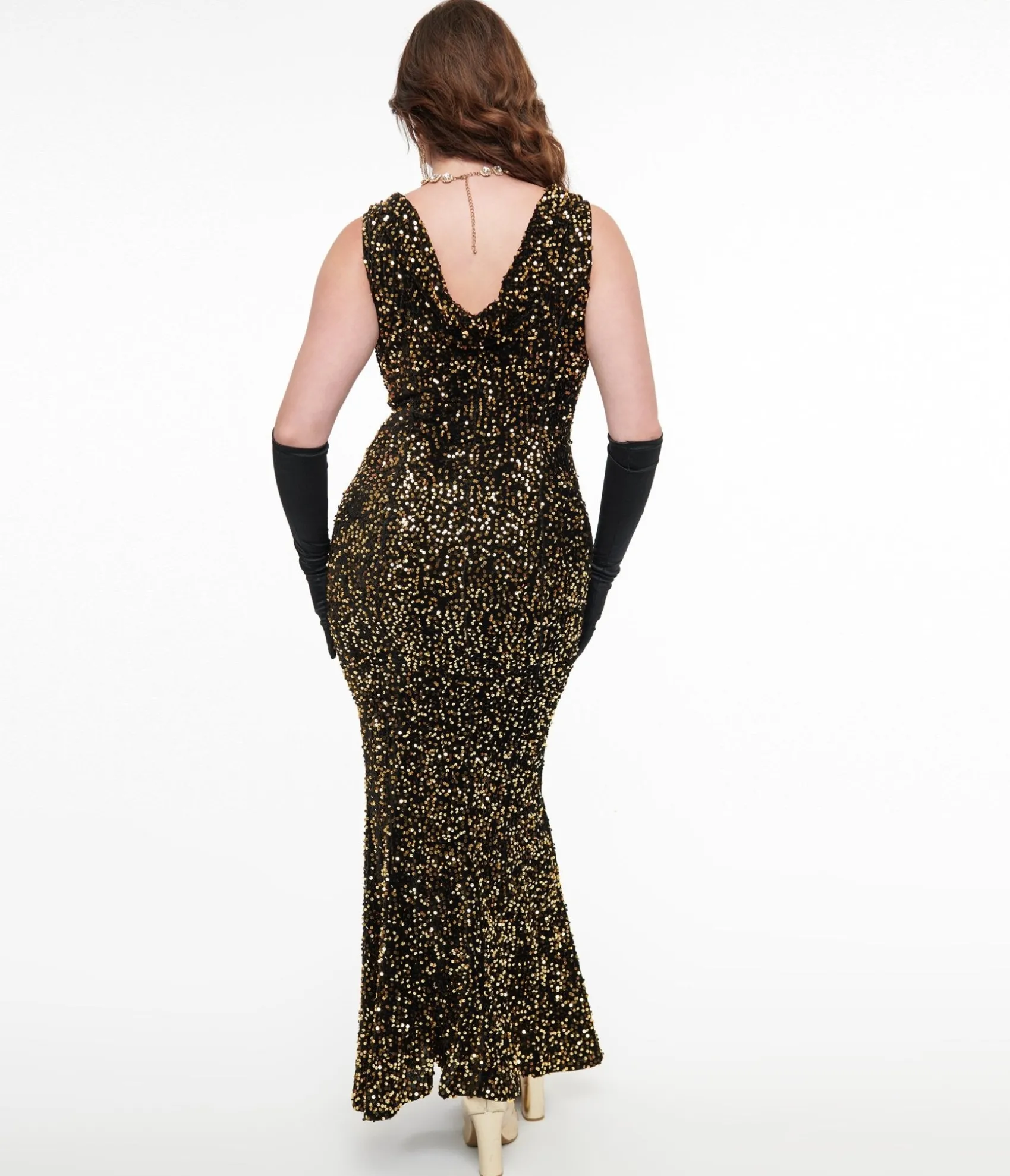 Unique Vintage 1930s Gold Sequin Goldwyn Gown