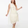 Unique Vintage 1920s Ivory Draped Chiffon Flapper