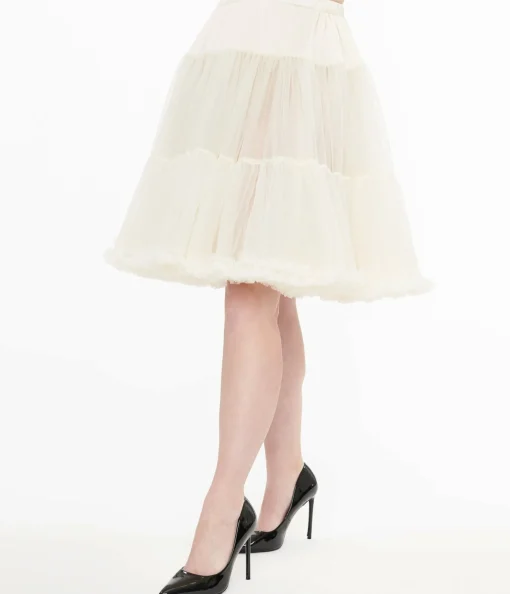 Unique Vintage 1950s Ivory Retro Style Ruffled Petticoat Crinoline