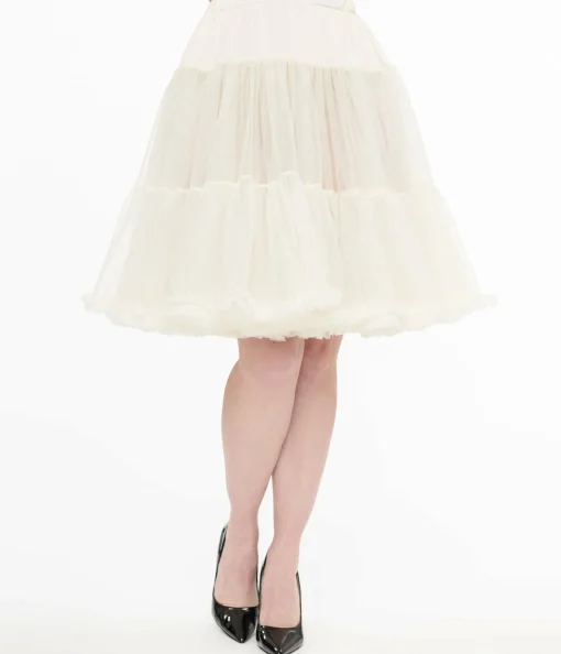 Unique Vintage 1950s Ivory Retro Style Ruffled Petticoat Crinoline