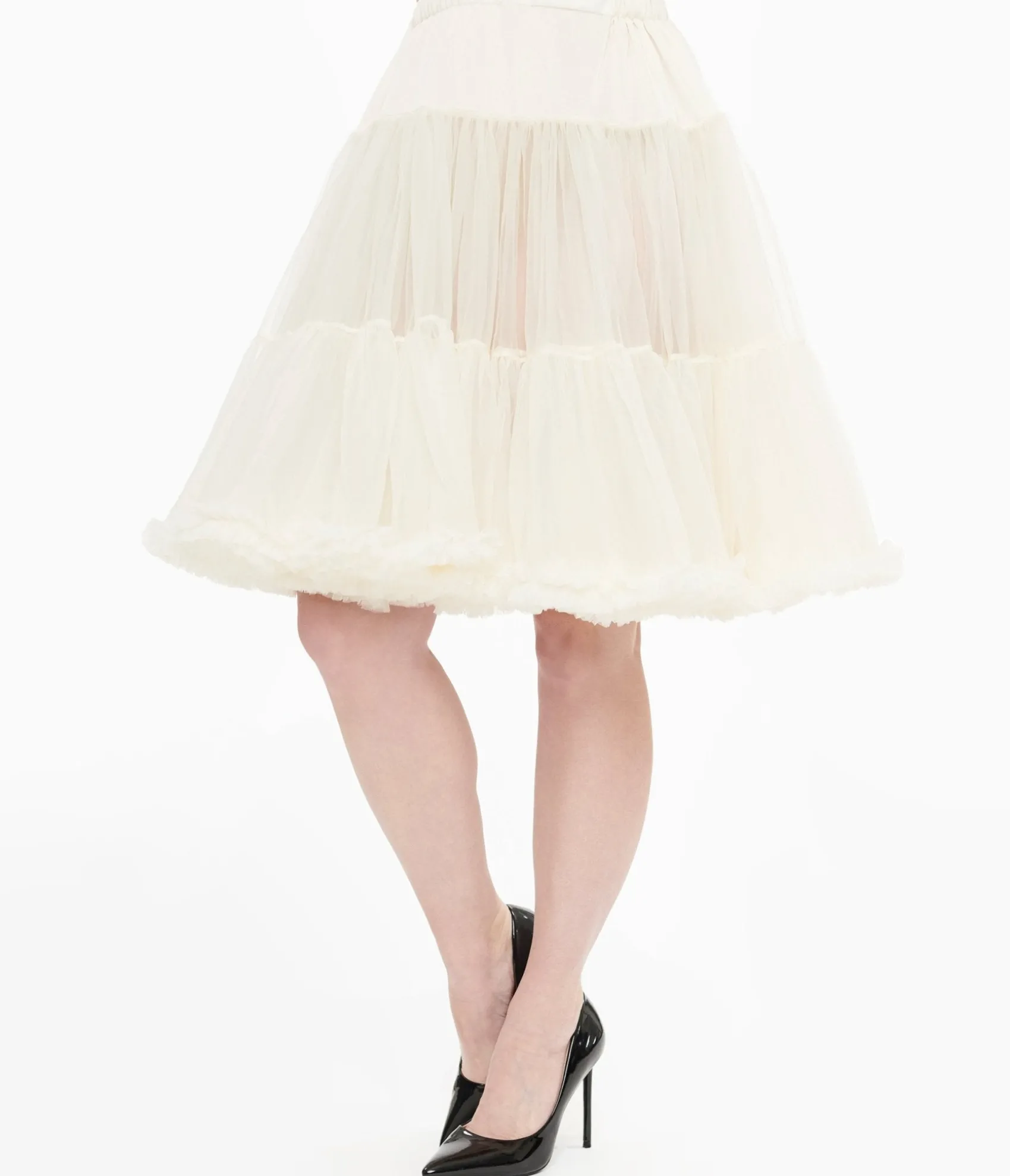 Unique Vintage 1950s Ivory Retro Style Ruffled Petticoat Crinoline