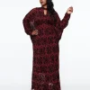 Unique Vintage 1970s La Caterina Burgundy High Neck Caftan
