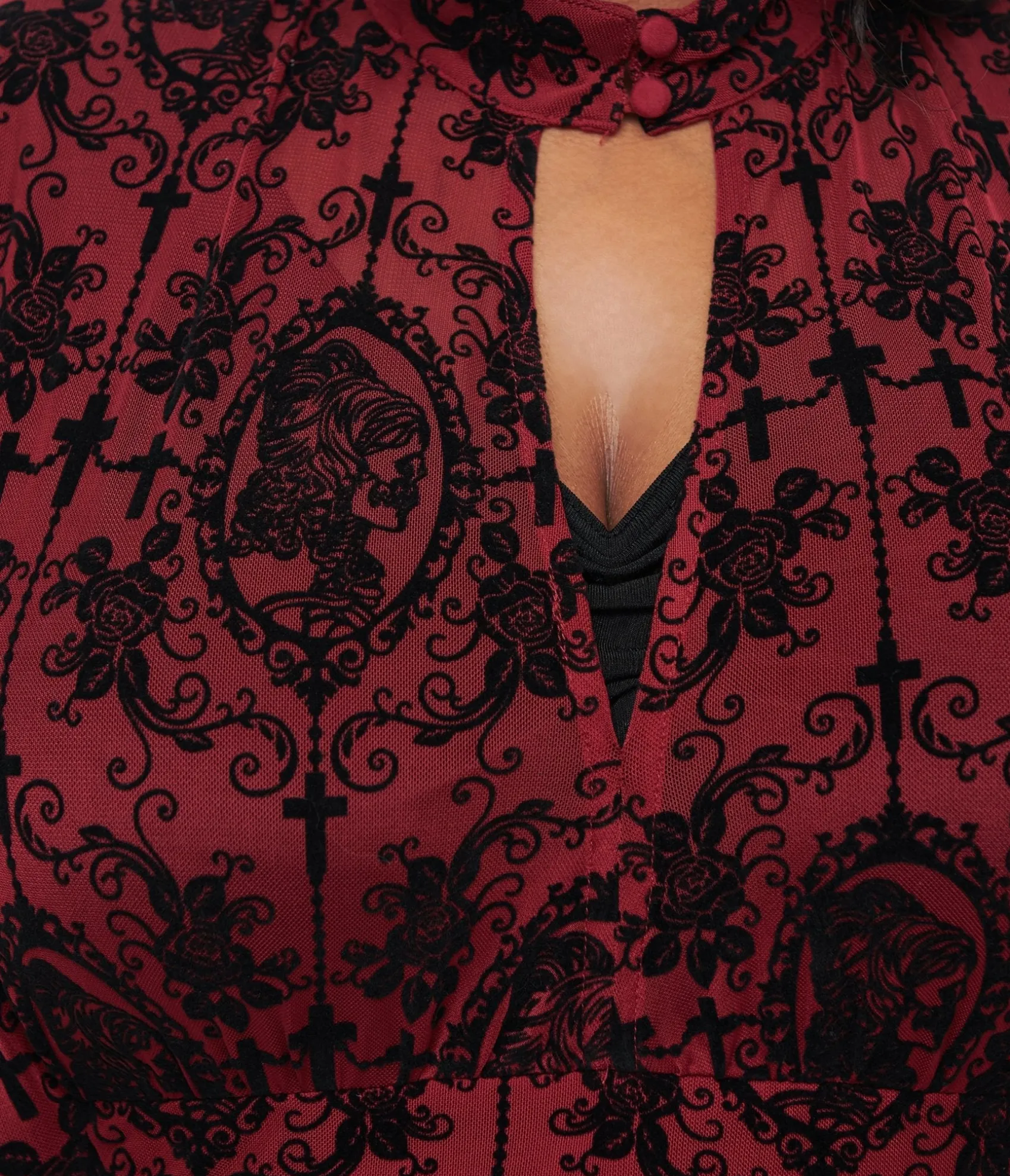 Unique Vintage 1970s La Caterina Burgundy High Neck Caftan