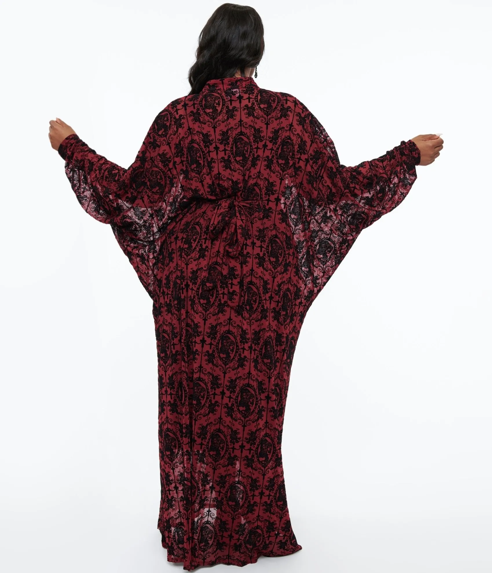 Unique Vintage 1970s La Caterina Burgundy High Neck Caftan