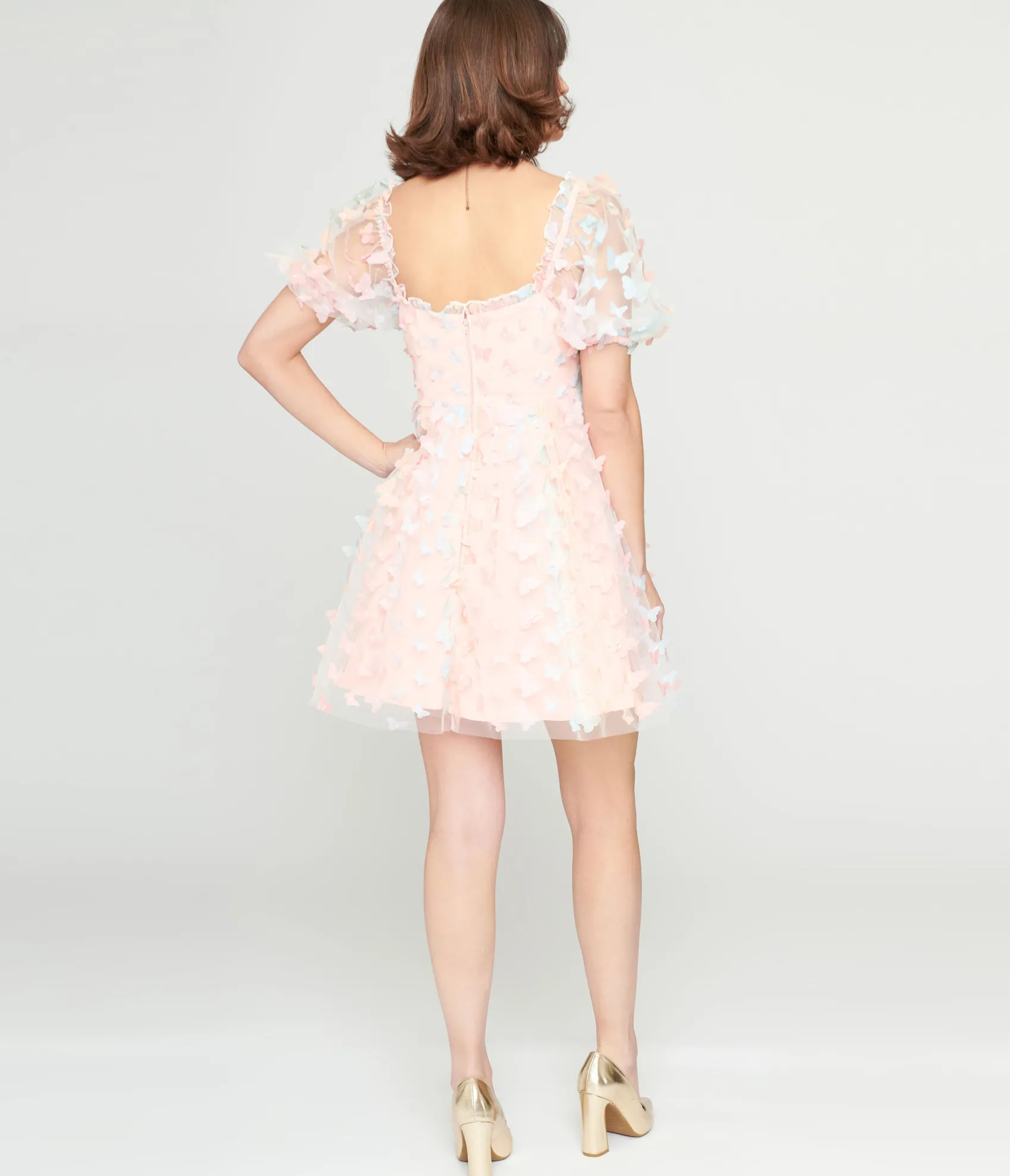 Unique Vintage 1950s Pastel Rainbow Butterfly Babydoll Dress