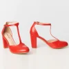 Unique Vintage 1920s Red Leatherette T-Strap Astaire Pumps