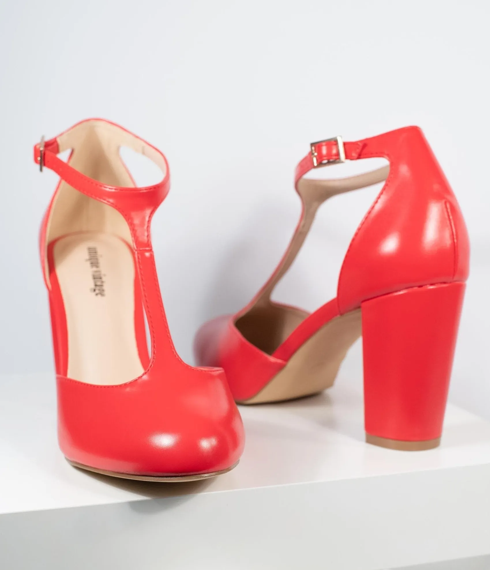 Unique Vintage 1920s Red Leatherette T-Strap Astaire Pumps