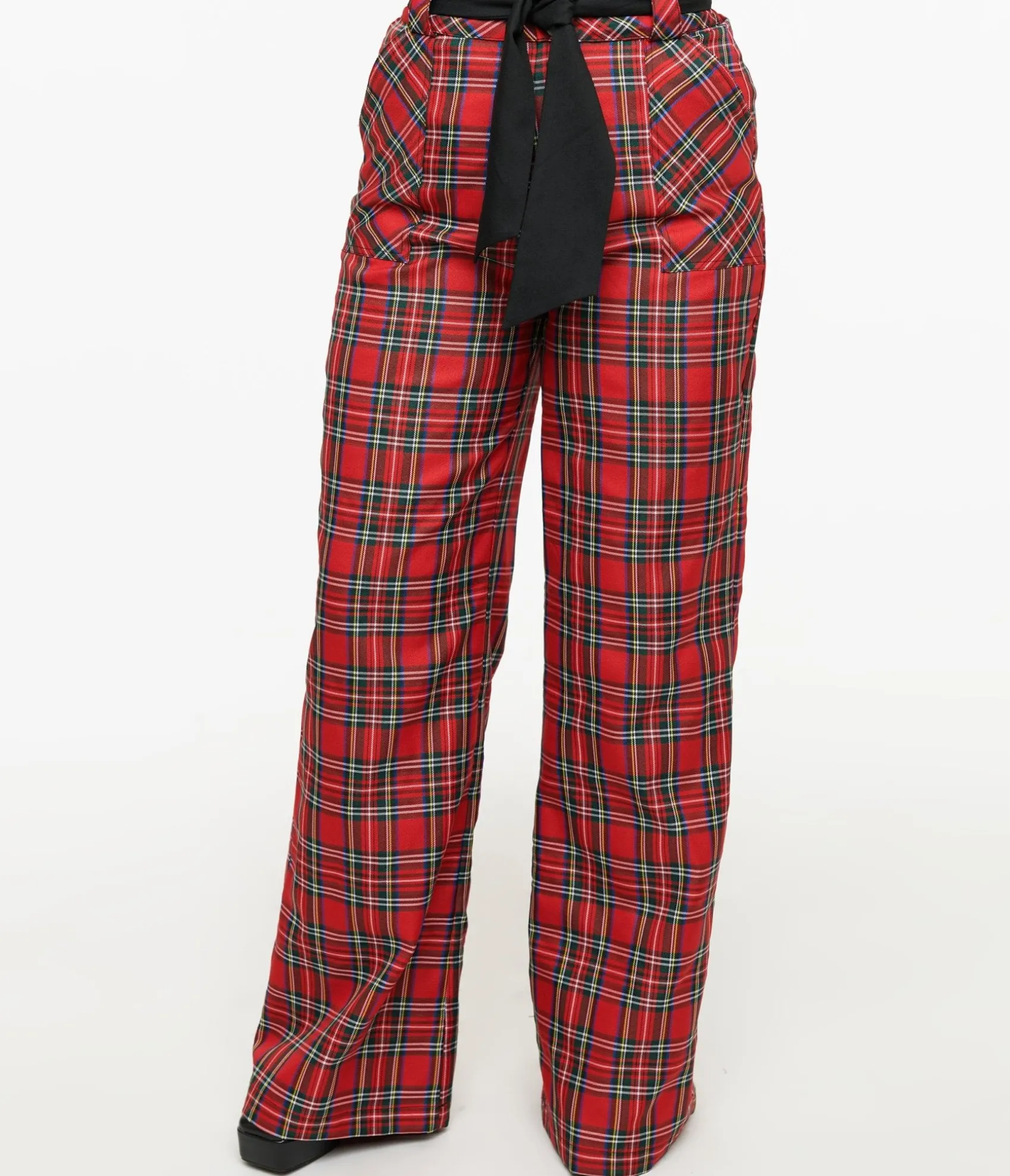 Unique Vintage 1950s Red Plaid Wide Leg Trousers