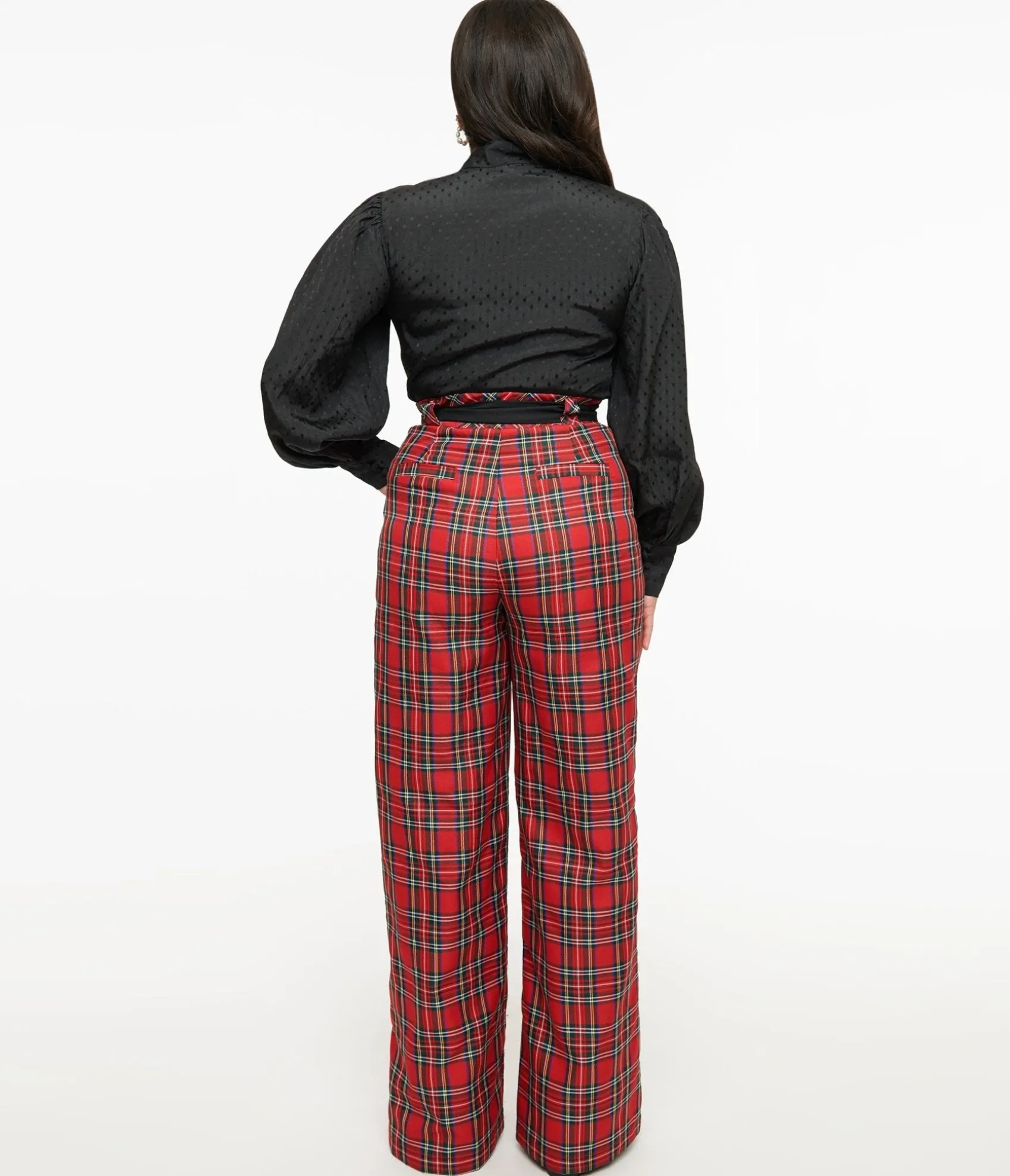 Unique Vintage 1950s Red Plaid Wide Leg Trousers