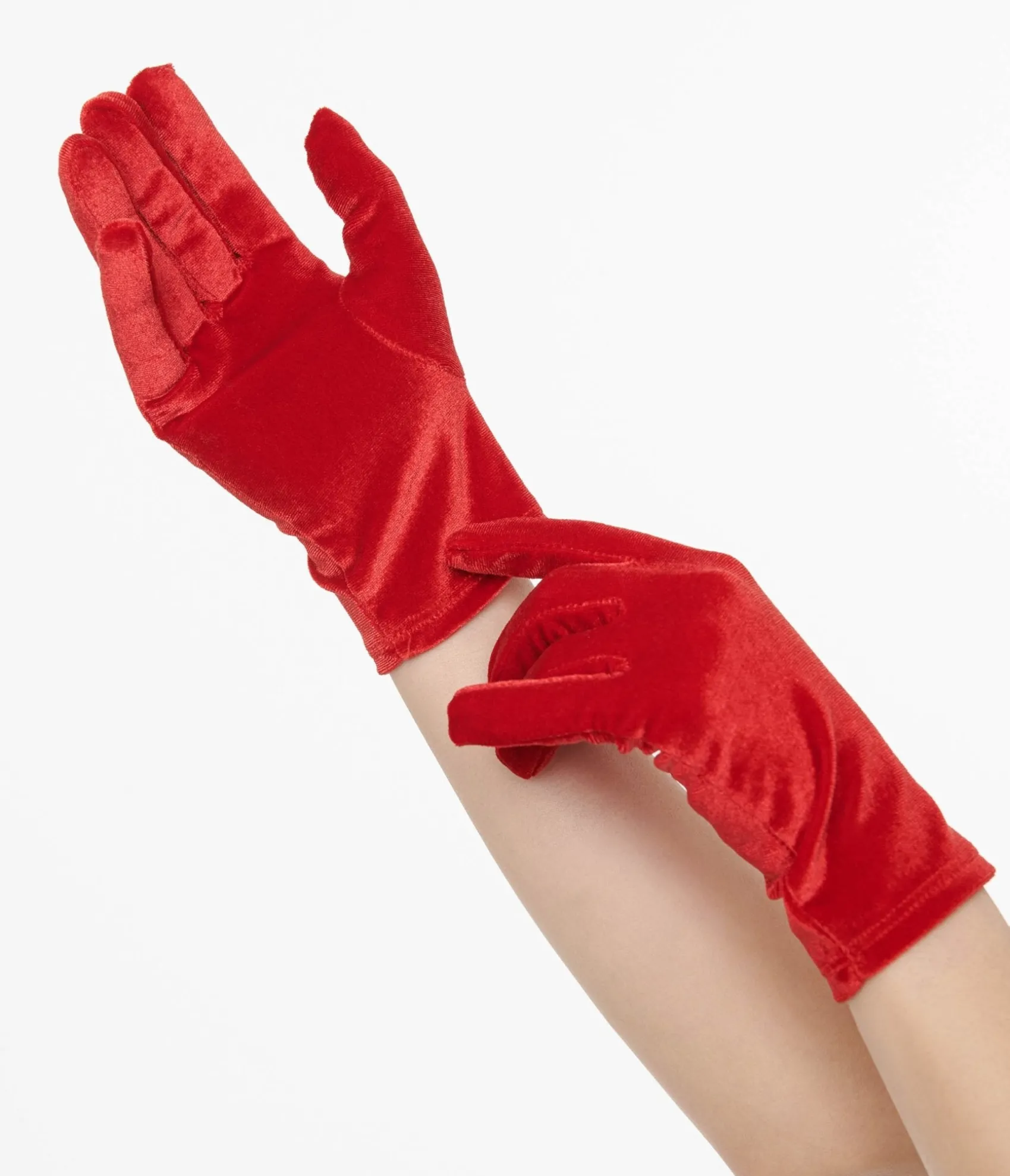 Unique Vintage 1950s Red Velvet Gloves