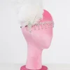 Unique Vintage 1920s White Feather & Silver Rhinestone Headband