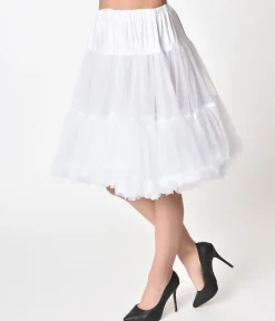 Unique Vintage 1950s White Retro Style Ruffled Petticoat Crinoline