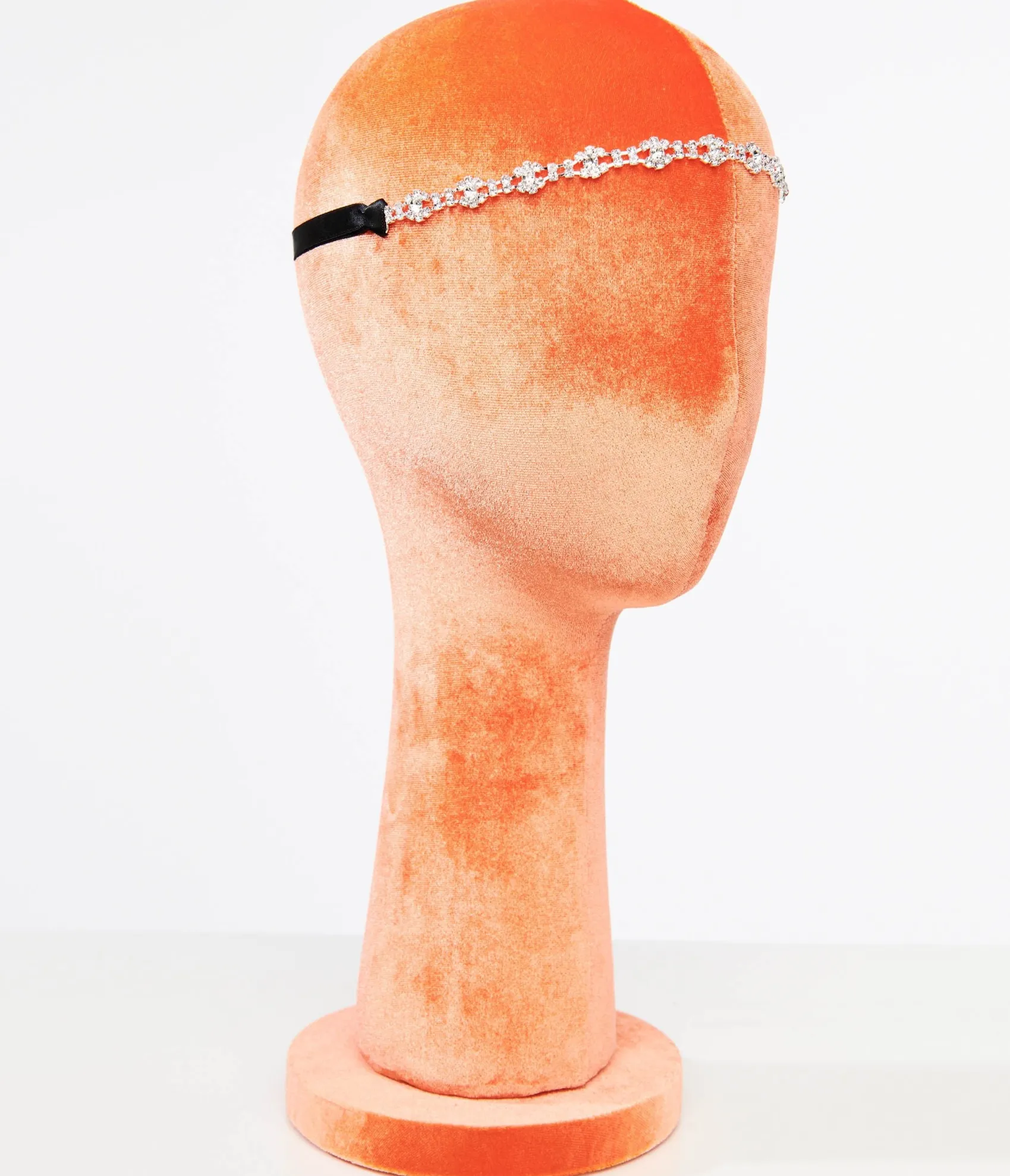 Unique Vintage 1920s White Rhinestone & Black Feather Flapper Headband